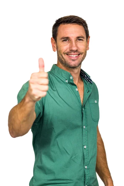 Gülümseyen adam thumb gösterilen — Stok fotoğraf