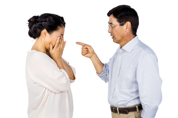 Mais velho asiático casal ter um argumento — Fotografia de Stock