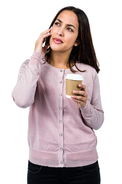 Närbild av kvinna prata telefon — Stockfoto