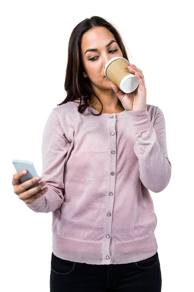 Primo piano della donna che beve caffè — Foto Stock