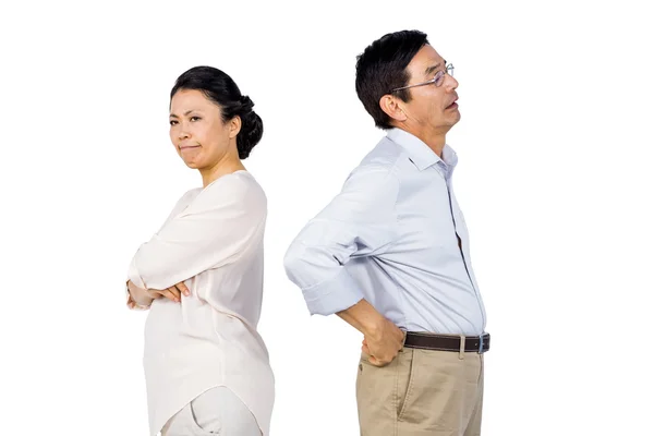 Mais velho asiático casal ter um argumento — Fotografia de Stock