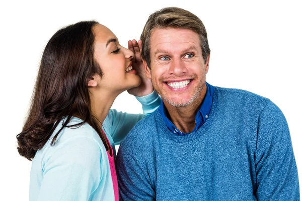 Woman sharing secret with man — Stock Photo, Image