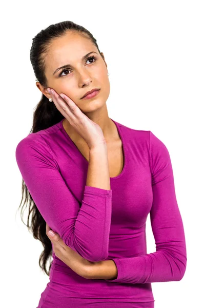 Woman with hand on cheek — Stock Photo, Image