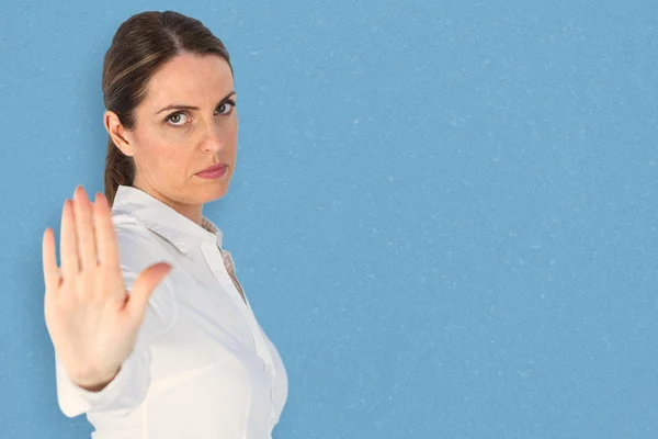 Businesswoman making stop sign — Stock Photo, Image