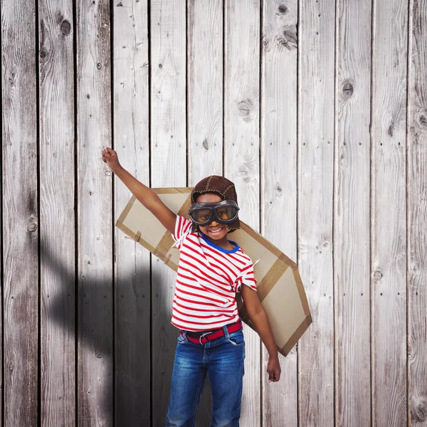 Boy pretending to be pilot — Stock Photo, Image