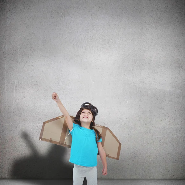 Cute girl pretending to be pilot — Stock Photo, Image