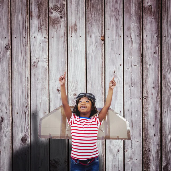 Boy pretending to be pilot — Stock Photo, Image