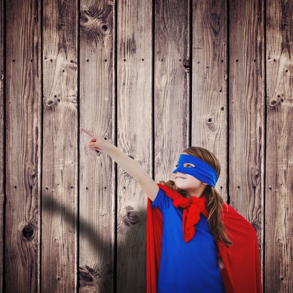 Superhero pointing with finger — Stock Photo, Image
