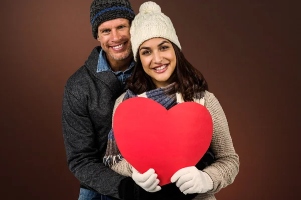 Festive couple in winter clothes — Stock Photo, Image