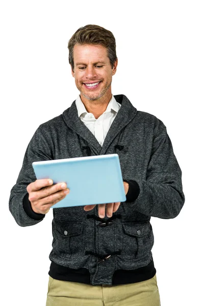 デジタル タブレットを使用して幸せな男 — ストック写真