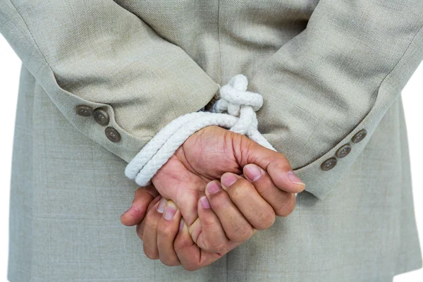 Businessman tied up in rope — Stock Photo, Image