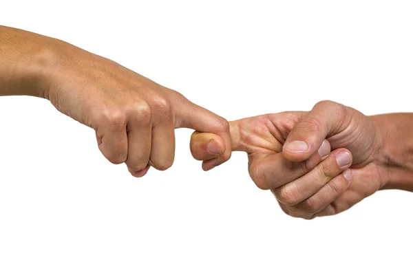 Обрезанное изображение людей, держащих пальцы — стоковое фото
