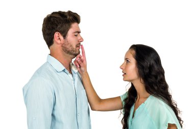 Couple arguing while standing  clipart