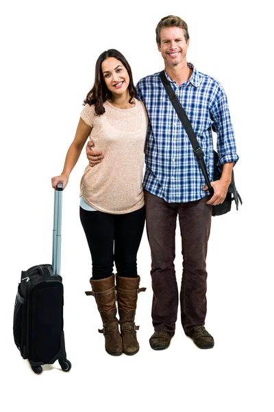 Portrait de couple joyeux avec bagages — Photo