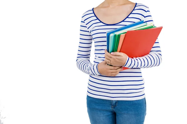 Sección media de la mujer sosteniendo archivos — Foto de Stock