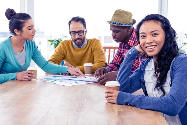 Happy businesswoman colleagues discussing — Stock Photo, Image