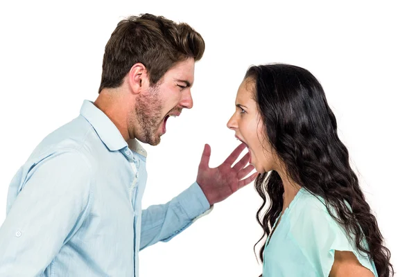 Pareja gritando teniendo discusión — Foto de Stock