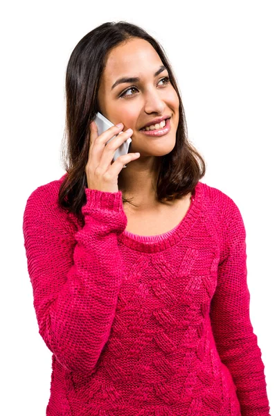 年轻漂亮的女人谈移动电话 — 图库照片
