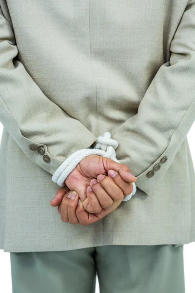 Businessman tied up in rope — Stock Photo, Image