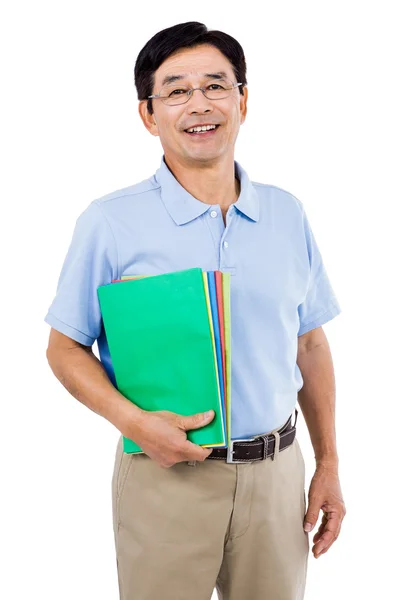 Retrato de hombre de negocios feliz con archivos —  Fotos de Stock