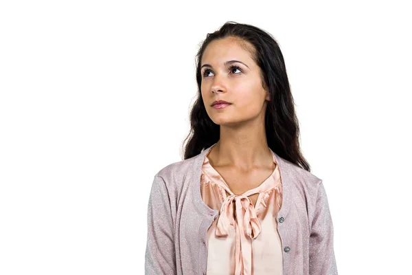 Woman on white screen — Stock Photo, Image