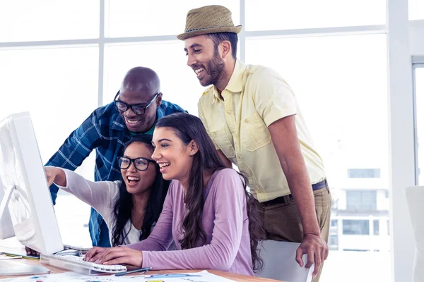 Business team working over computer — Stock Photo, Image