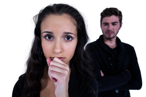 Retrato de mulher triste com o homem — Fotografia de Stock