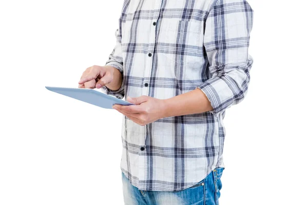 Mid section of man using tablet computer — Stock Photo, Image