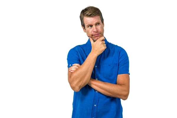 Thoughtful man with hand on chin — Stock Photo, Image