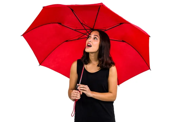 Shocked woman looking up — Stock Photo, Image