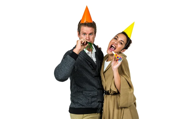 Cheerful couple celebrating birthday — Stock Photo, Image