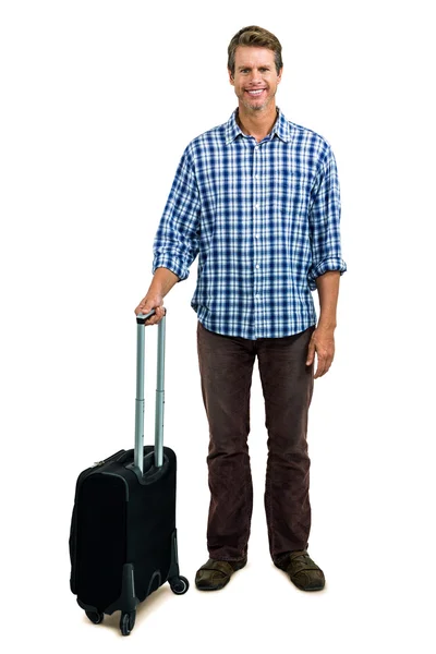 Веселый мужчина с багажом — стоковое фото