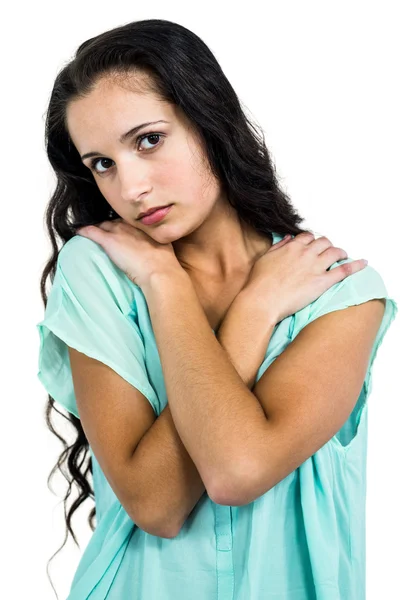 Triest vrouw kijken camera — Stockfoto