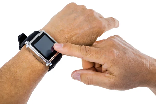 Detailní záběr smartwatch na zápěstí — Stock fotografie