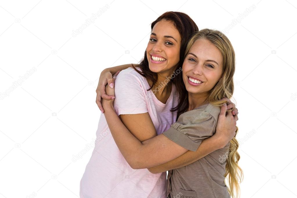 two girls hugging