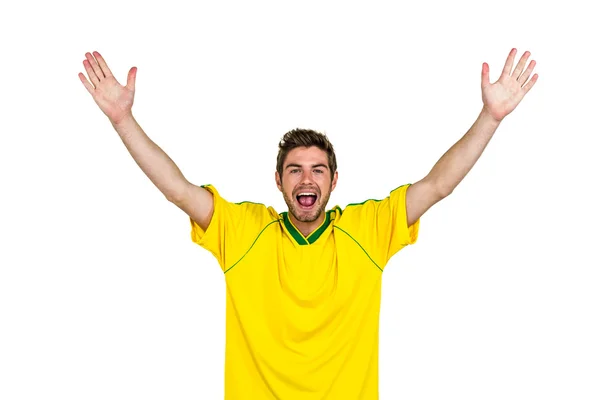 Retrato del hombre guapo con los brazos levantados — Foto de Stock