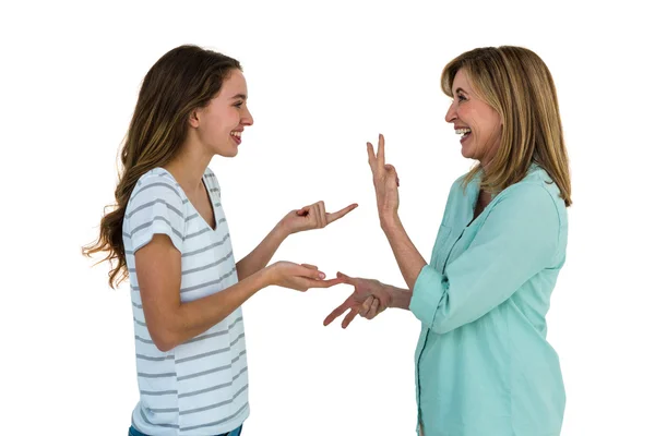 Moeder en dochter aan het praten — Stockfoto