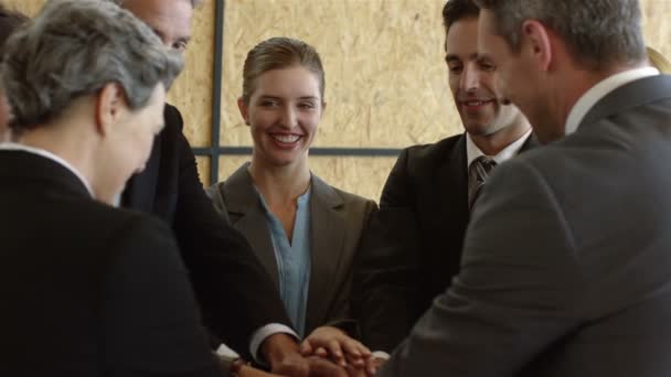 Equipo de negocios poniendo sus manos juntas — Vídeos de Stock