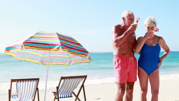 Vieux couple retraité buvant des cocktails — Video