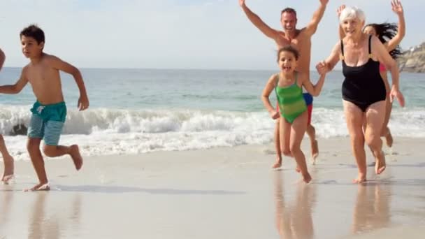 Feliz família estendida correndo — Vídeo de Stock