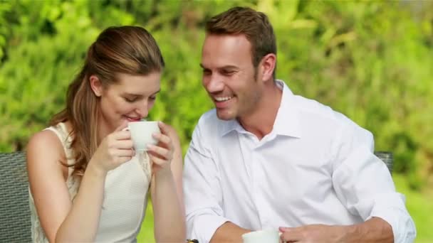 Sweet couple drinking coffee — Stock Video