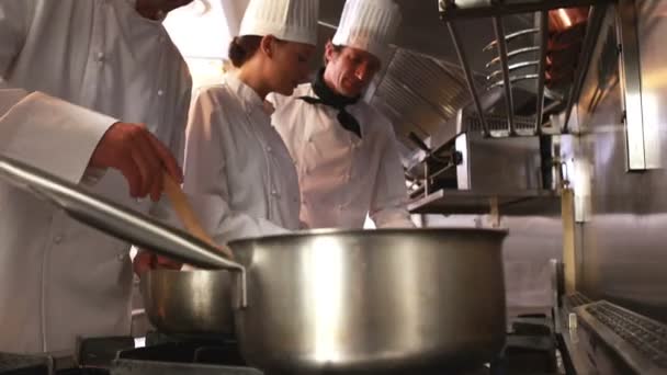 Several cooks preparing food — Stock Video