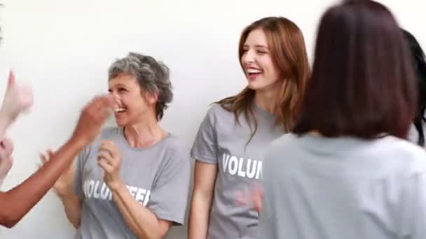 Felice incontro femminile di volontariato — Video Stock