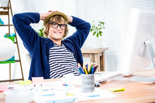 Hipster businessman takes break — Stock Photo, Image