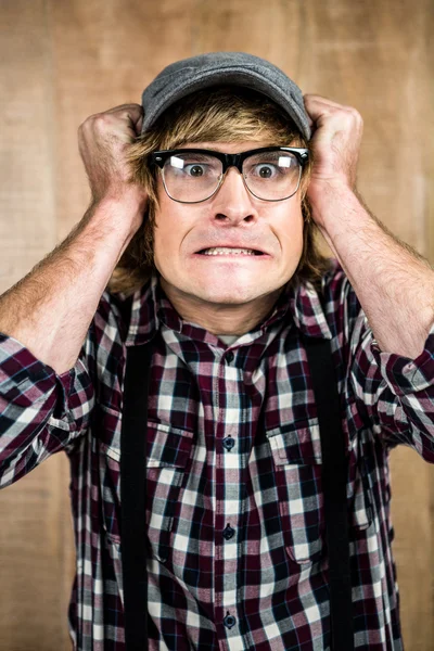 Blond hipster staring at camera — Stock Photo, Image