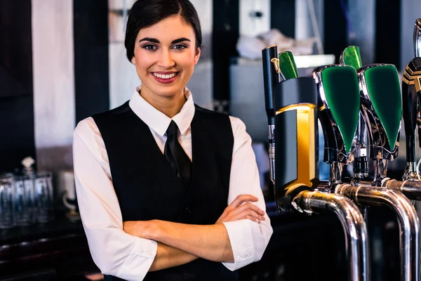 Waitress behind the counter — Stock Photo, Image