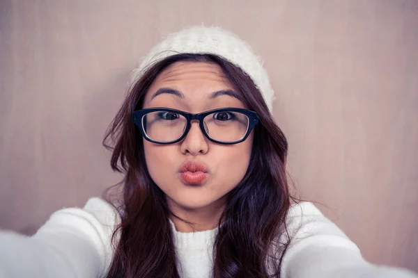 Asian woman making faces — Stock Photo, Image