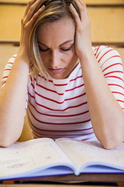 Estudiante mujer ocupada estudiando — Foto de Stock