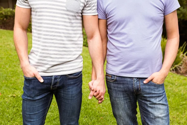 Homo paar met hand in hand — Stockfoto