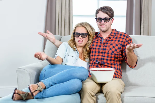 Couple watching a 3D movie — Stock Photo, Image